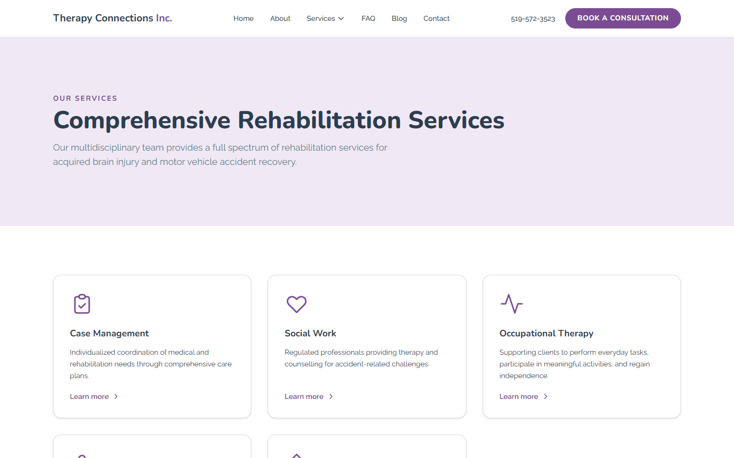 New Therapy Connections services page